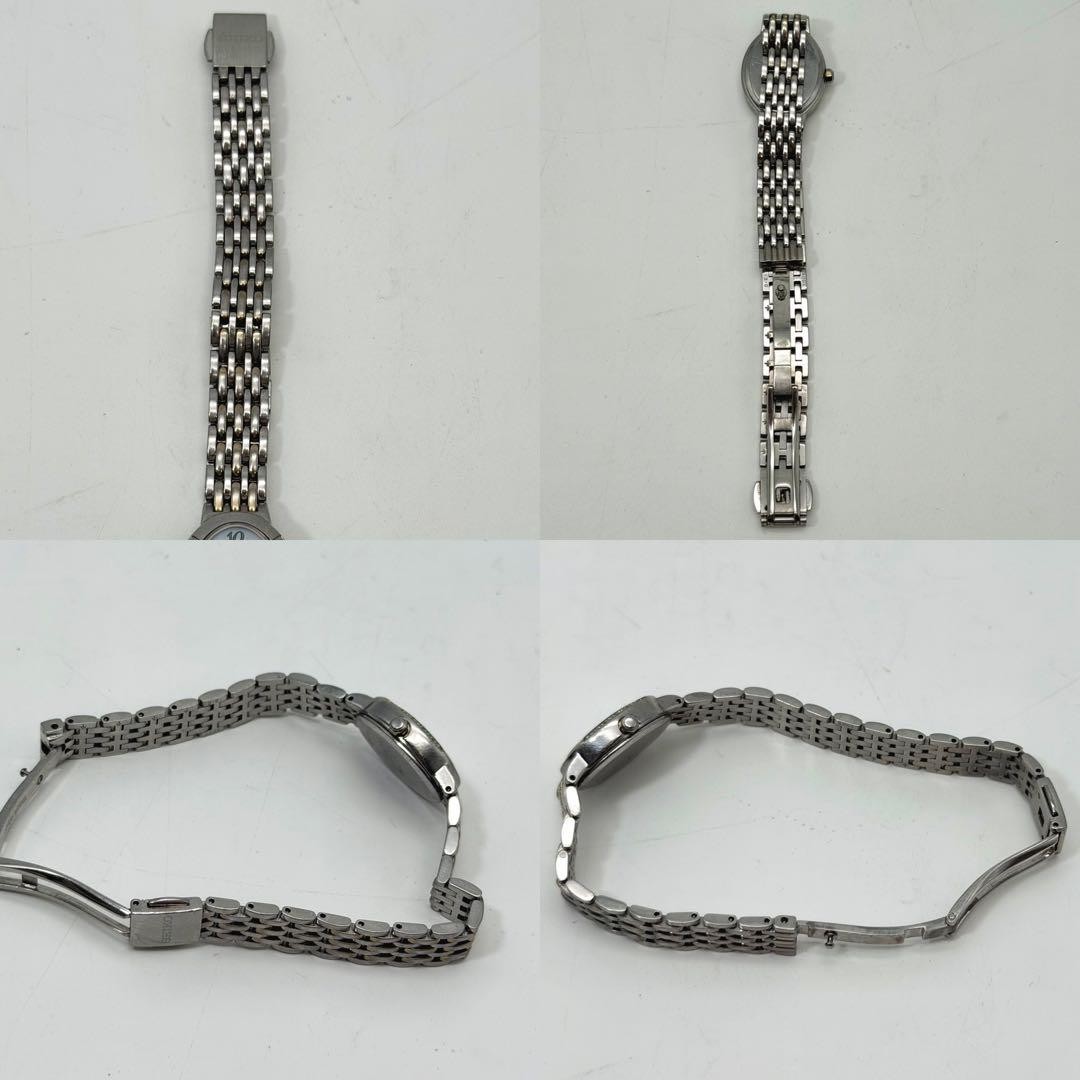 Seiko Exceline V117-0AV0 Solar Ladies Watch White Stone Bezel Japan 0713264
