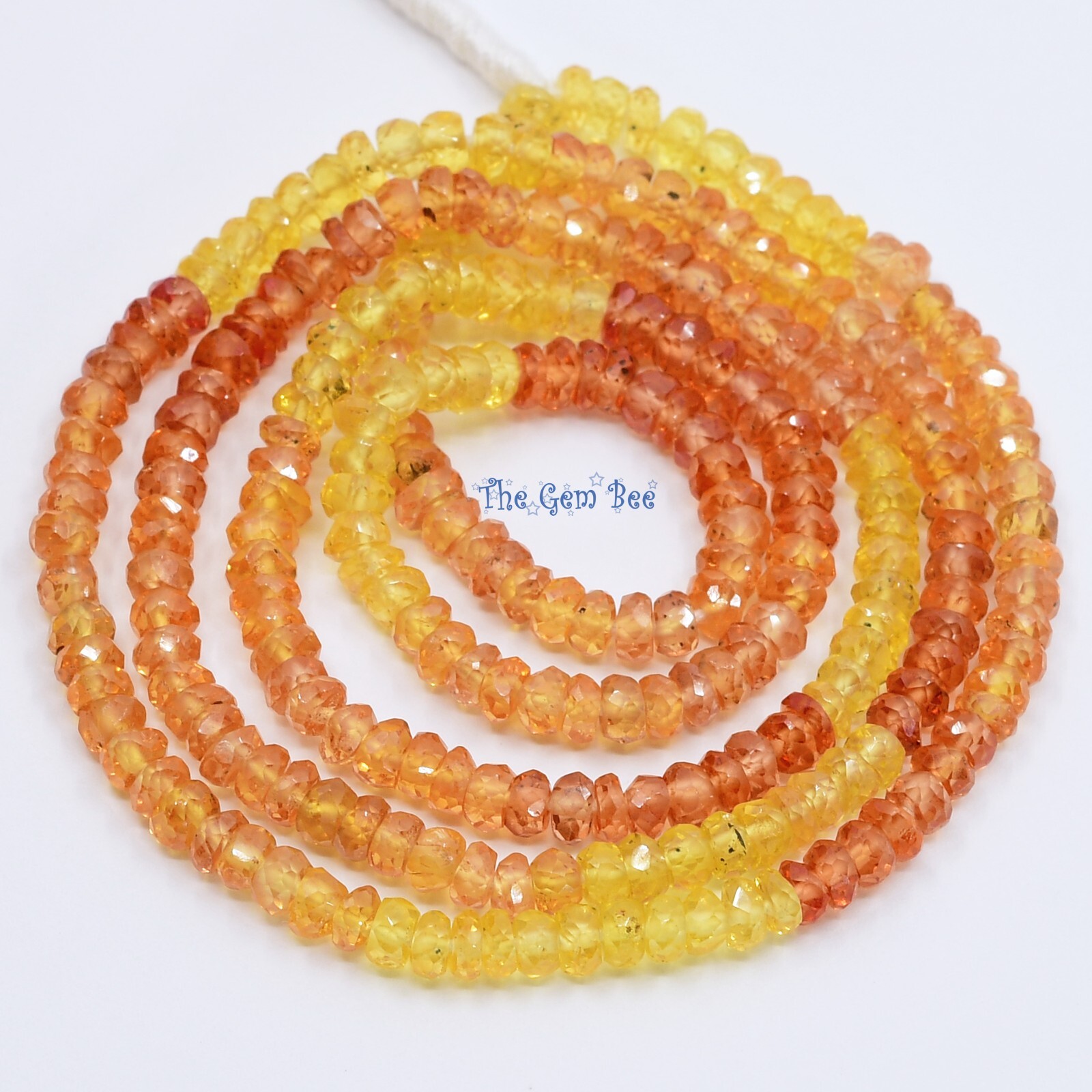3.2mm-3.5mm Natural Yellow Orange Padparadscha Sapphire Faceted Rondelle 18″ Str
