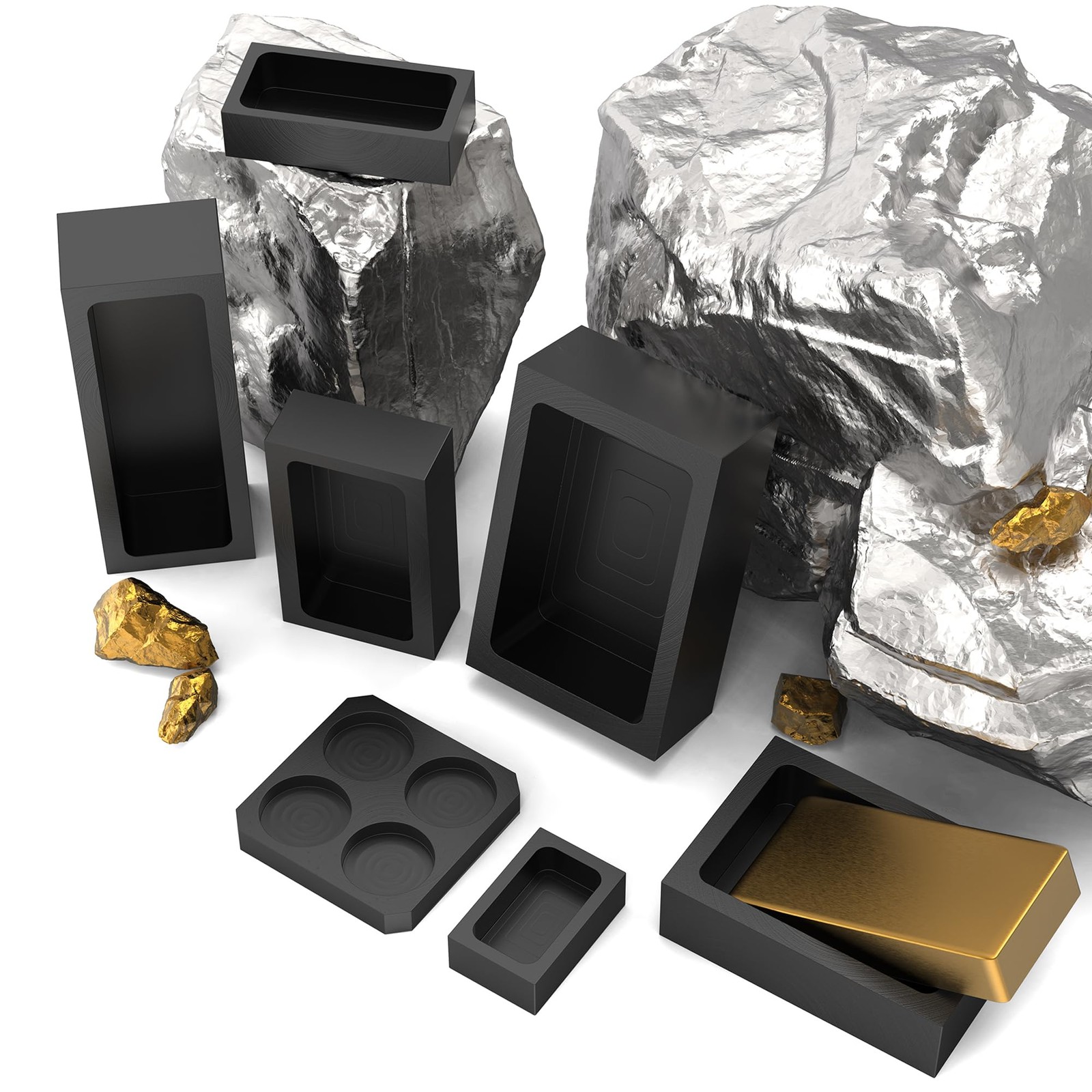 Premium High Purity Graphite Ingot Mold For Gold Silver Copper Metal 1kg 2PC