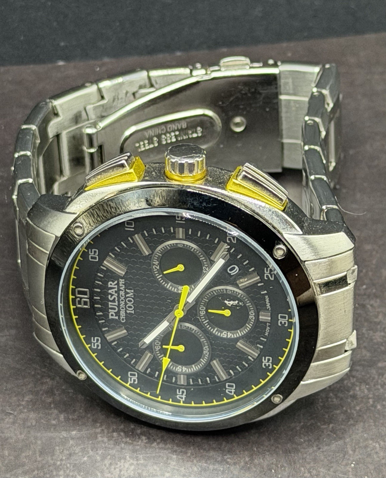 Pulsar by Seiko Men’s Chronograph 10ATM Black Dial Silver Steel Watch Read