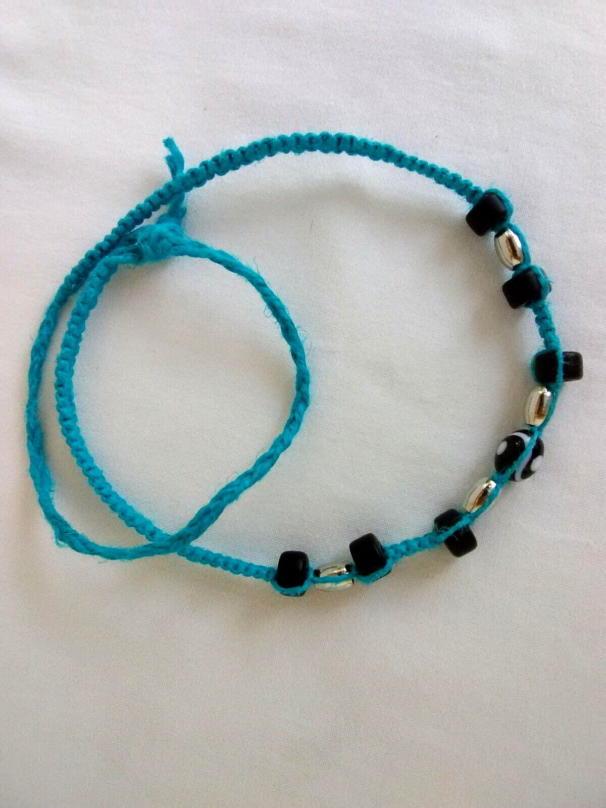 Beaded HEMP SURFER ADJ., NECKLACE Hand Crafted Macrame 20″ US SELLER New