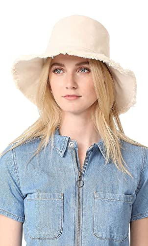 Frayed-Edge-Bucket-Hat-Summer Distressed-Beach-Sun-Hat-for Medium Cream Beige