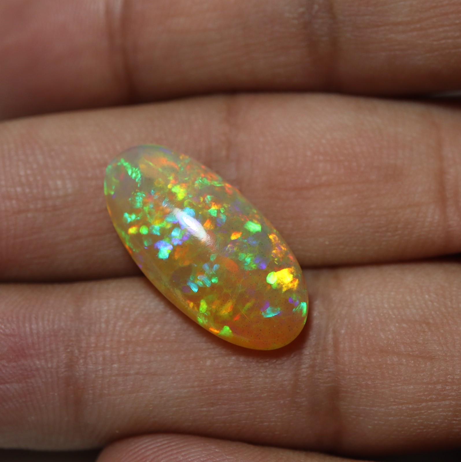 8.8Cts Natural AAA Ethiopian Opal Oval Flashy Rainbow Fire Cabochon 23.1×11.8 MM