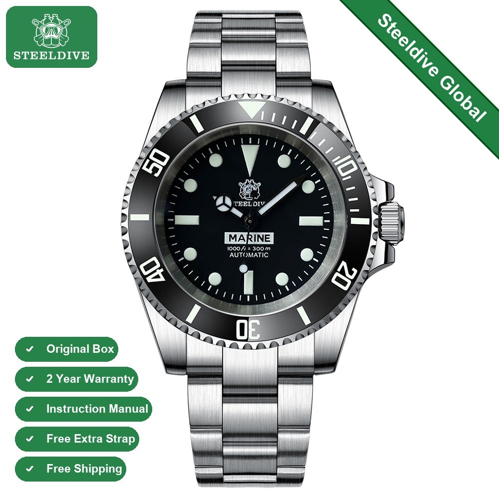 STEELDIVE SD1954 Mens 41mm 300M Automatic Dive Watch NH35 Sapphire Steel