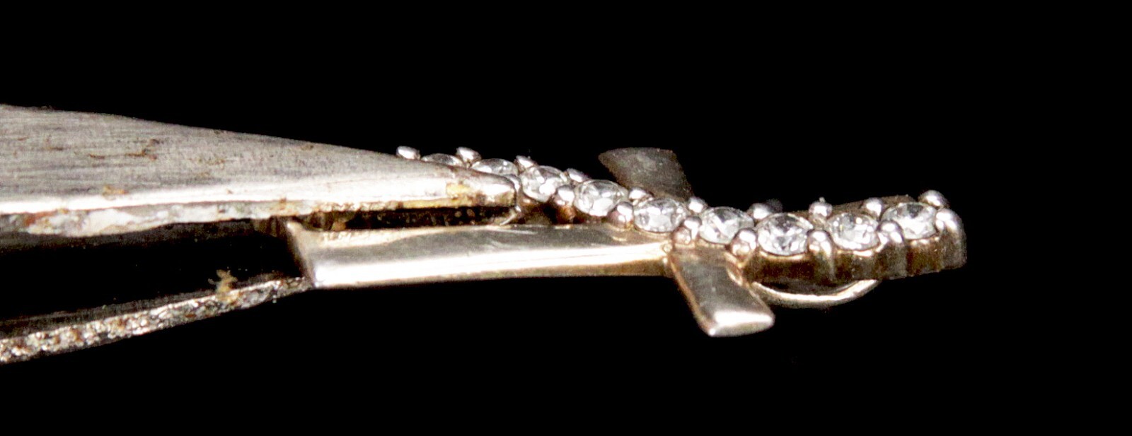 Vintage Bolivia Gold Sterling Silver Rhinestone Methodist Cross Charm Pendant
