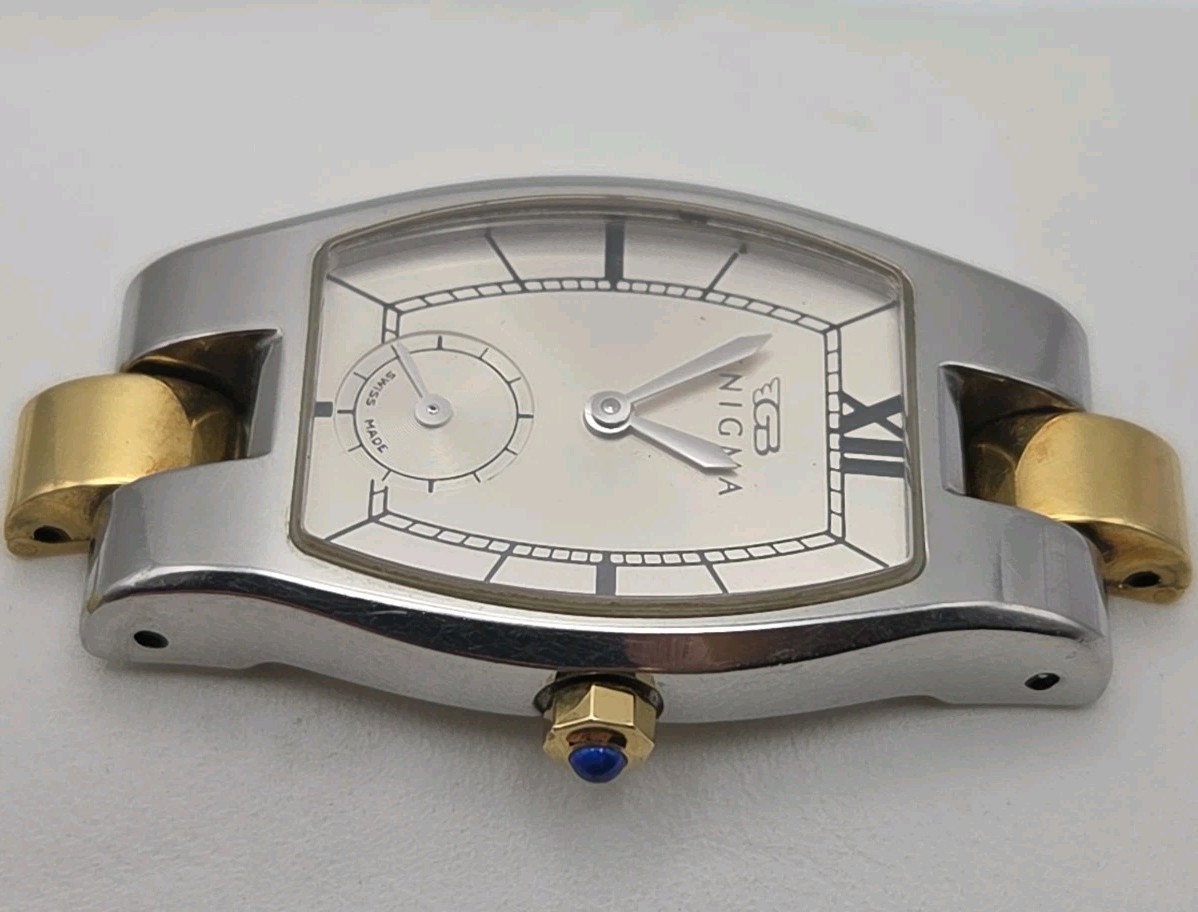 Enigma 22mm Tonneau Barrel Silver Case Dial Swiss Small Seconds Dial 6 O’clock
