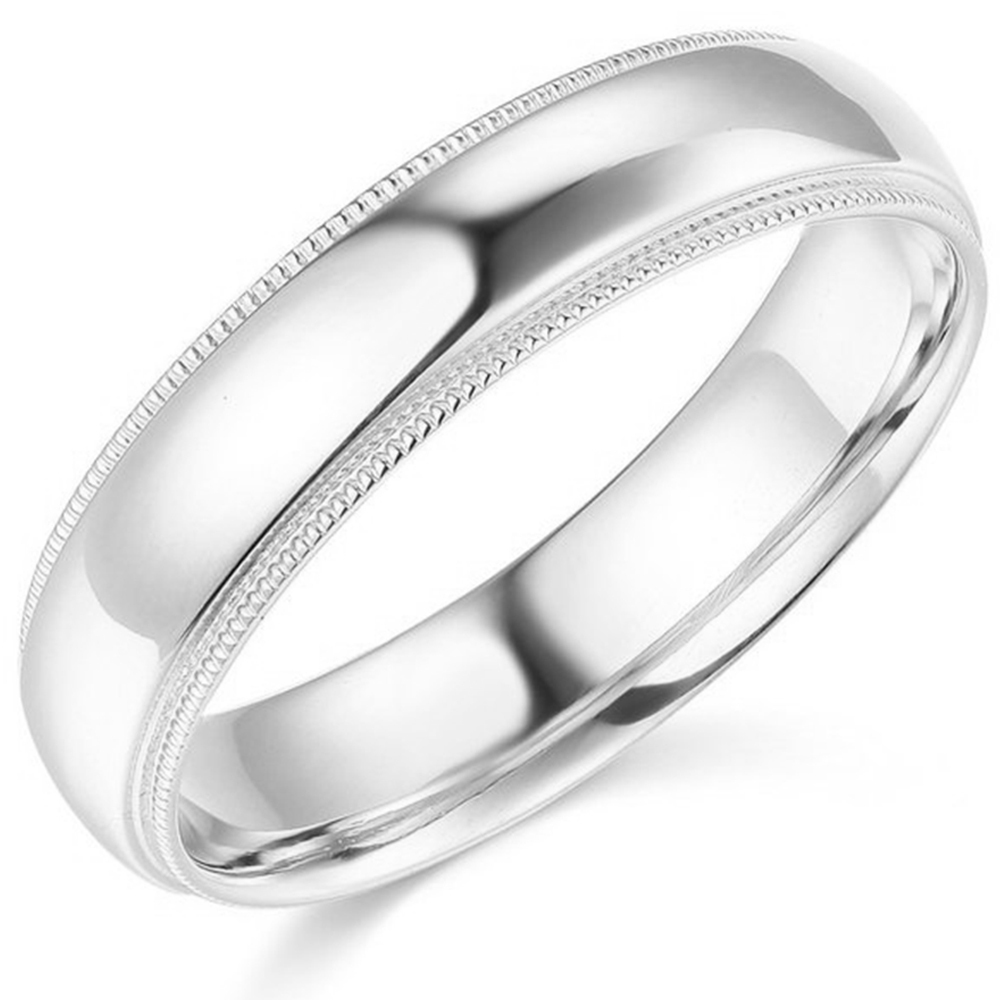 14K White Gold 2mm 3mm 4mm 5mm 6mm Comfort Fit Men Women Milgrain Wedding Band