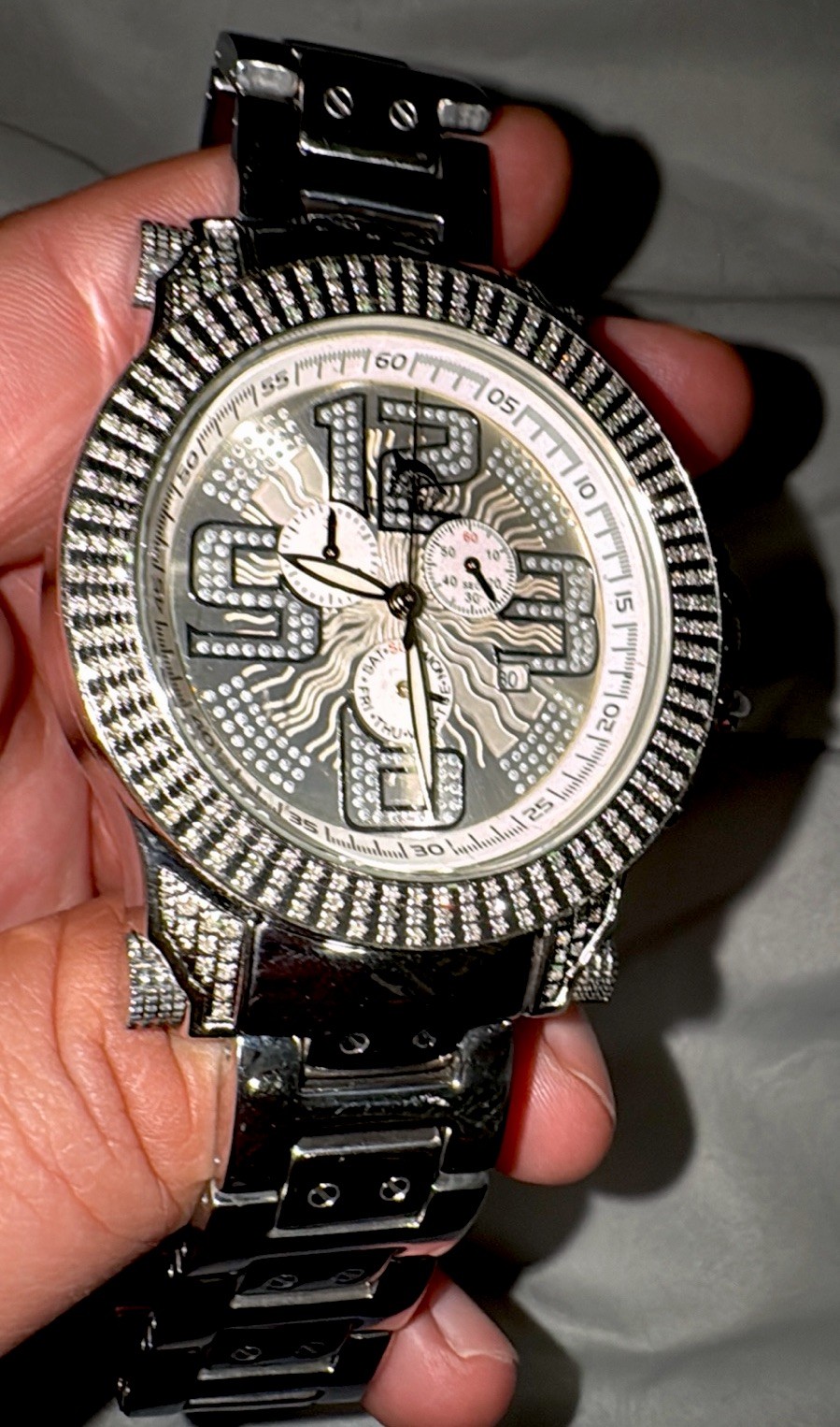 Mens Techno Master Diamond Watch 3 Rows Oversized 50mm Joe Rodeo Jojo Don Benny