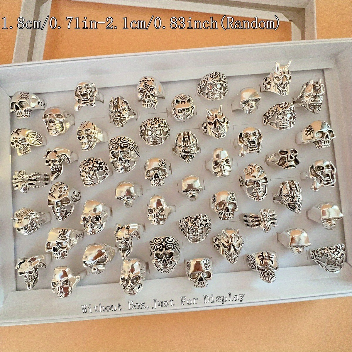 50/100Pcs Wholesale Vintage Skull Rings Punk Cool Goth Ring Set Chunky Retro Y2K