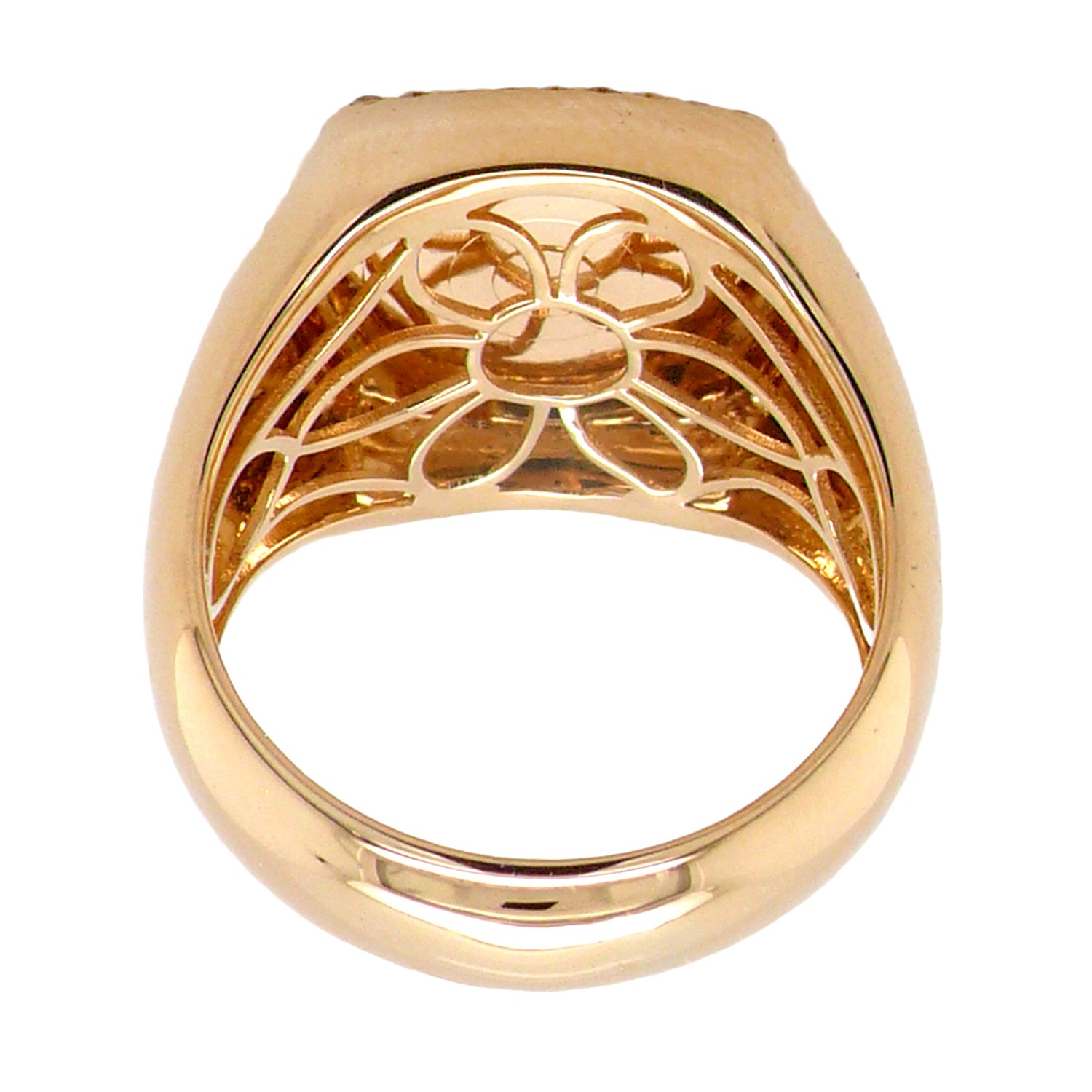 18K Yellow Gold Diamond Signet Ring 0.26Ct Square Halo Fine Jewelry Size 7 Women