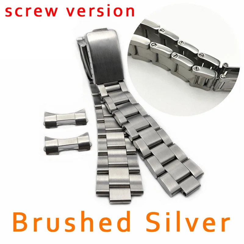 Stainless Steel Curved End Watch Band 13mm 17 18 19 20mm 21mm Metal Watch Strap