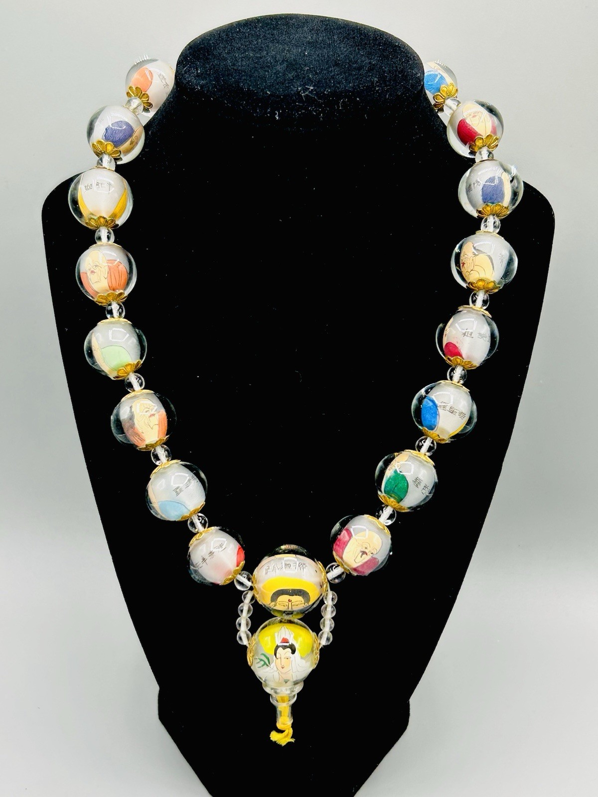 Reverse Handpainted Prayer Beads from the Early to Mid 20th Century Vintage