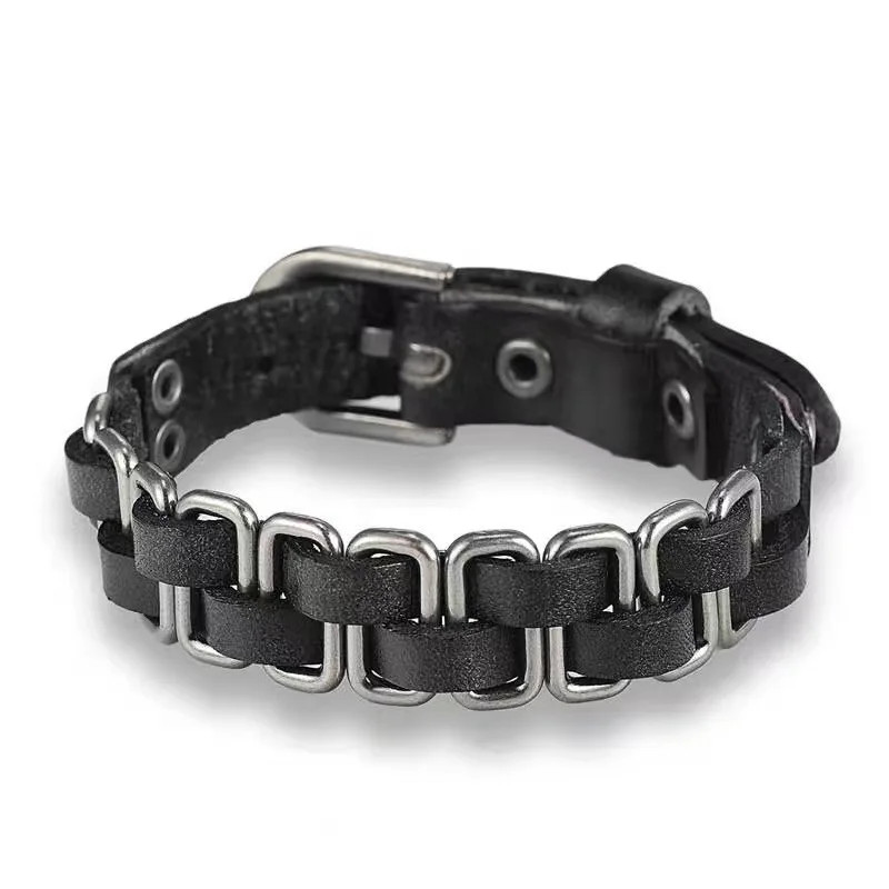 Punk Rivet Star PU Leather Bracelet for Women Men Hip Hop Gothic Dark Girl Rock