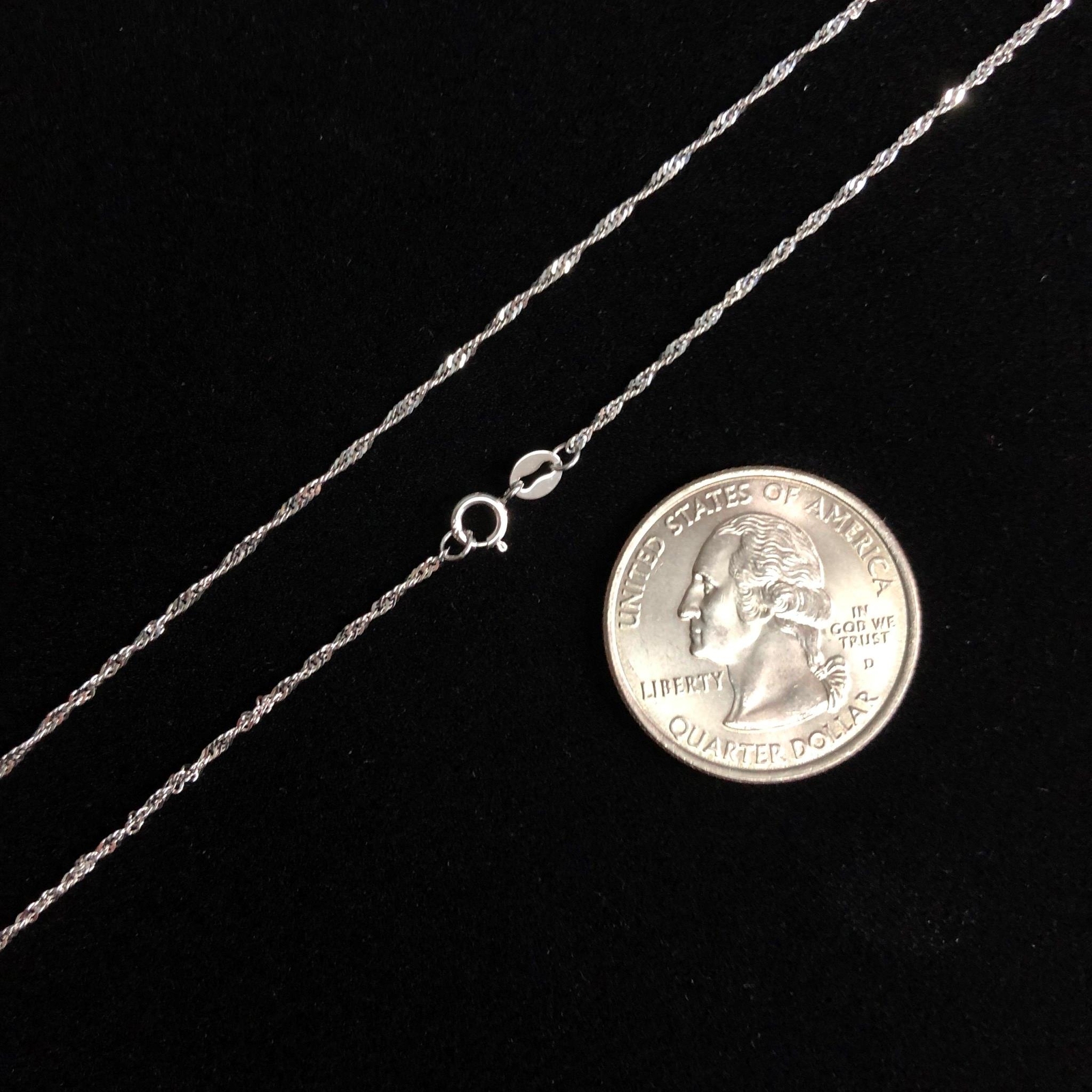 14K Gold 1.2mm Singapore Chain Necklace with Spring Ring Clasp
