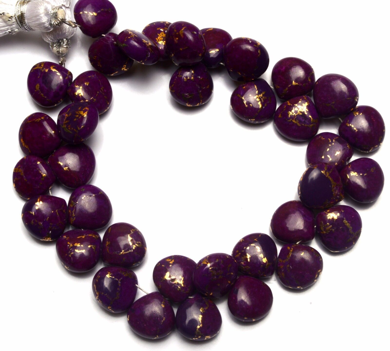 Natural Gem Purple Copper Turquoise 10MM Approx Smooth Heart Shape Briolettes 7″