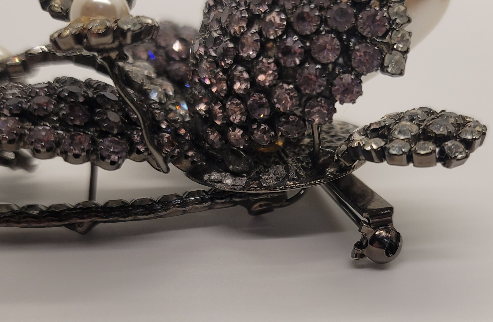 Lawrence Vrba Stunning Large Rhinestone Purple Flower Pin Brooch See Description