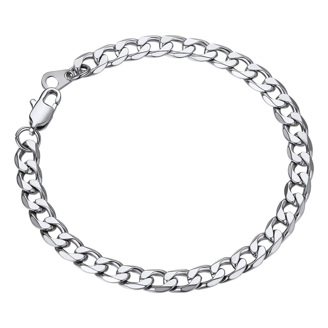Men Sturdy Figaro Chain Bracelet 6mm 9mm 13mm Width Stainless Steel 18K Gold