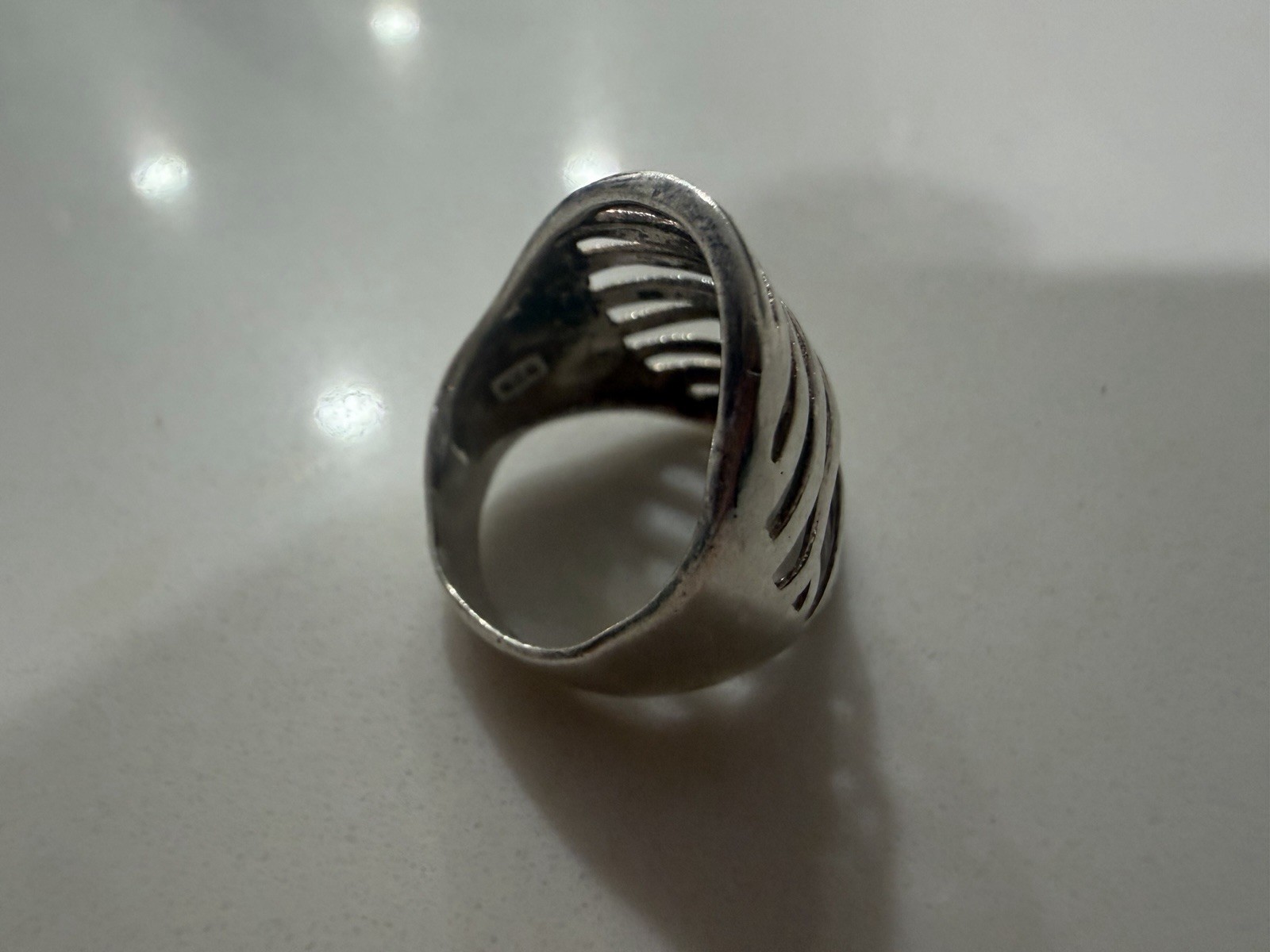 Vintage Rare 925 Sterling Silver Multi Row/lines Ring Size L223