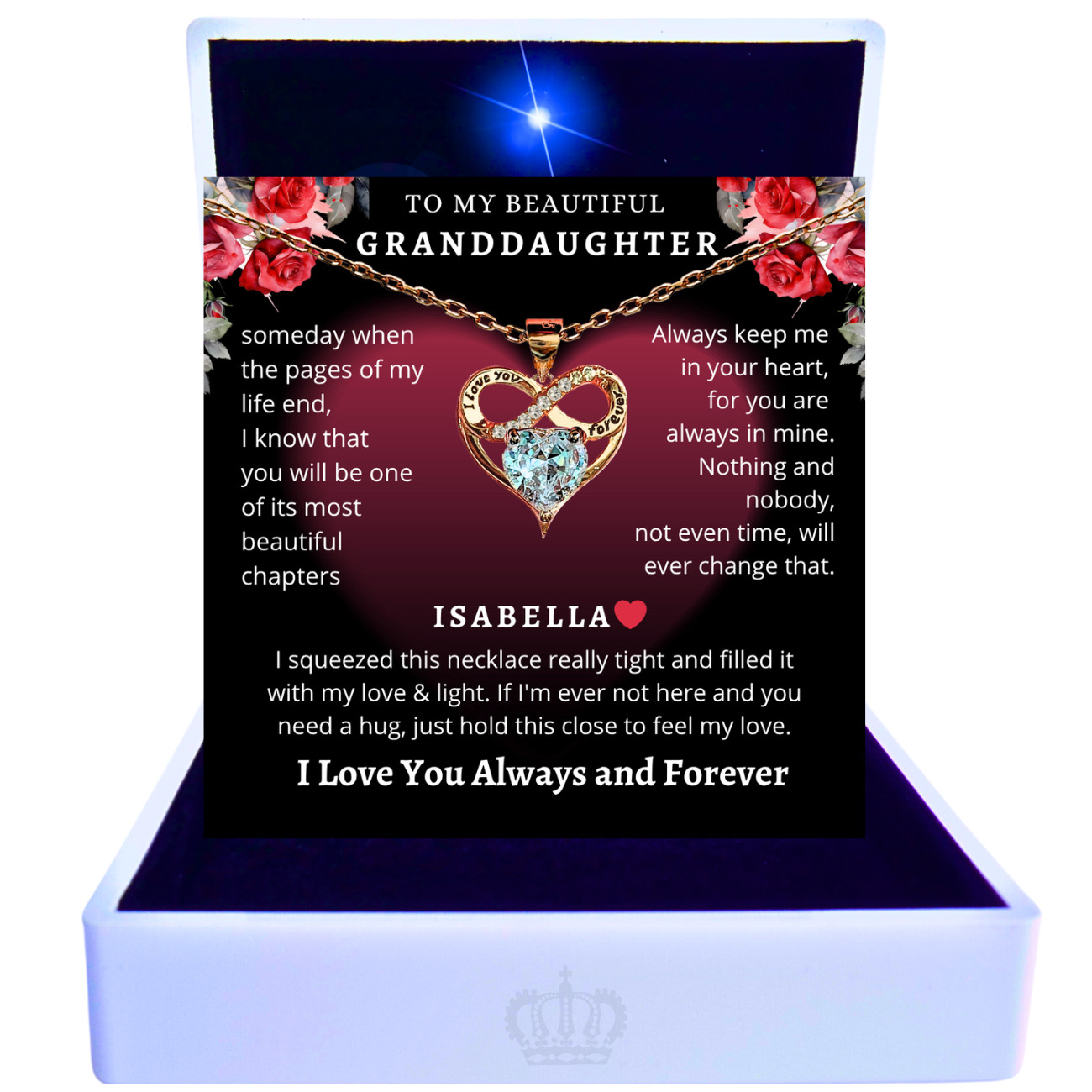 18k Infinity To My Granddaughter Necklace Birthday Gifts From Grandpa Grandma