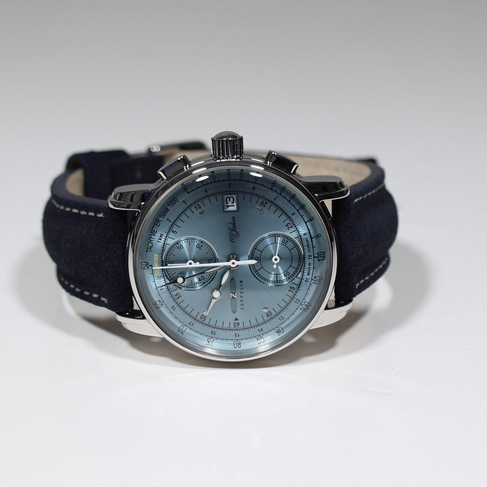 Zeppelin 8670-4 100 Years Men’s Blue Dial Stainless Steel Leather Strap Watch