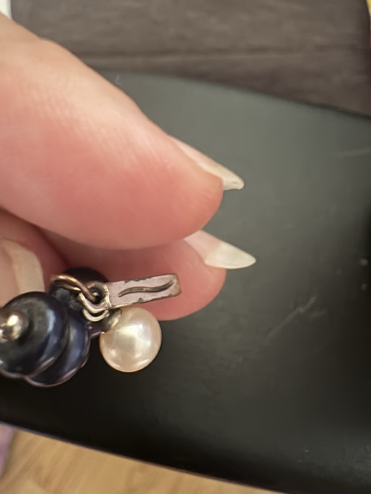 Vantel Pearls Blue Baroque Pearl Beaded Bangle Bracelet Dangle Charm Signed