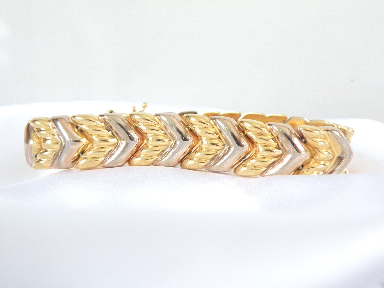 Vintage Milor Italy Sterling Silver 925 Gold on Spiga Wheat Link Bracelet 7.5″