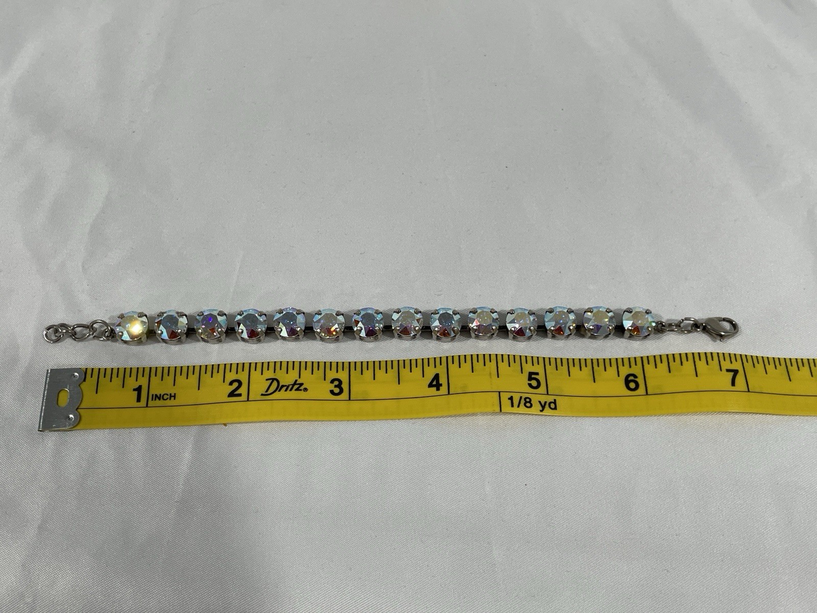 Silver Tone Multicolor Crystal Tennis Bracelet 7 in Round Prong Set Lobster