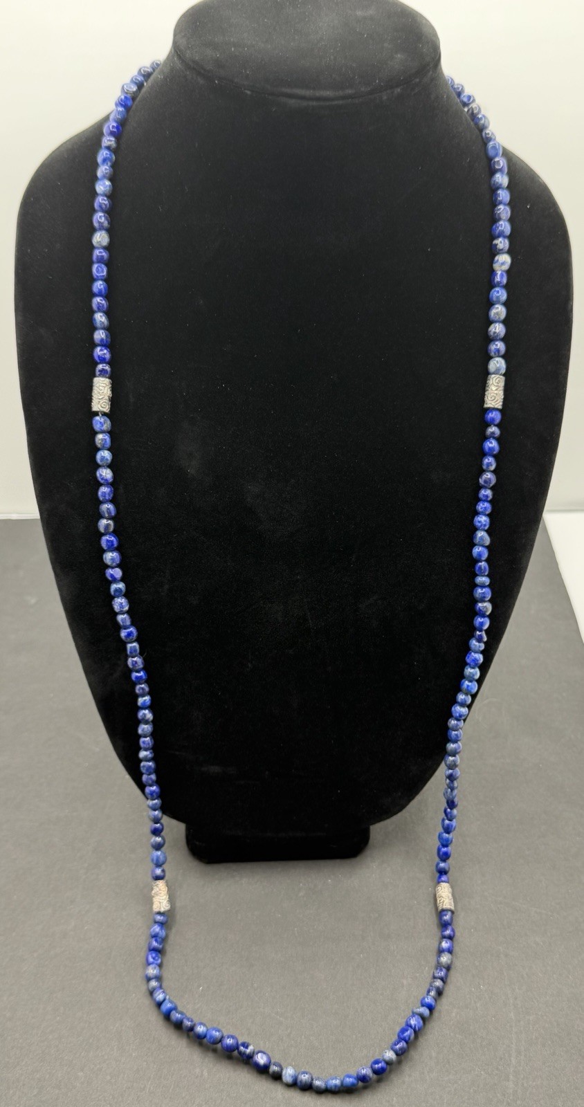 JAY KING DTR BEADED LAPIS NECKLACE 925 ACCENT BEADS 36”
