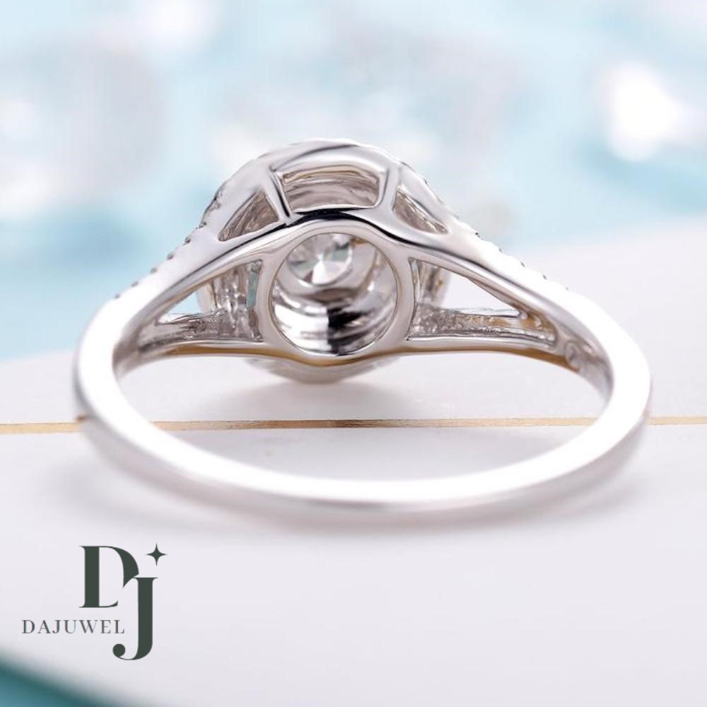 Moissanite Double Halo Engagement Ring 2.65 Carat Round Cut Solid 14K White Gold