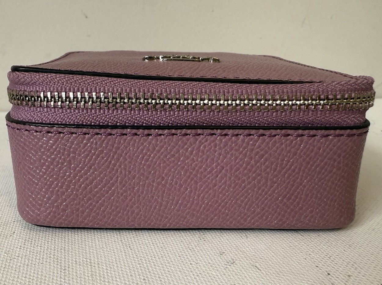 Coach Travel Jewelry Case Purple Pink Metallic Glitter Zip Up