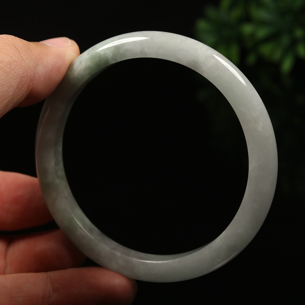61mm White Lavender Green Jadeite Jade Bangle Bracelet Burma Jade Bangle A-14133