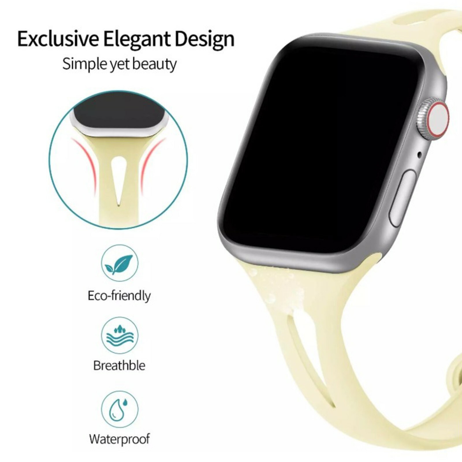 Silicone Narrow Sport Band for Apple Watch Series 8, 7, 6, 5, 4, 3, 2, 1, SE