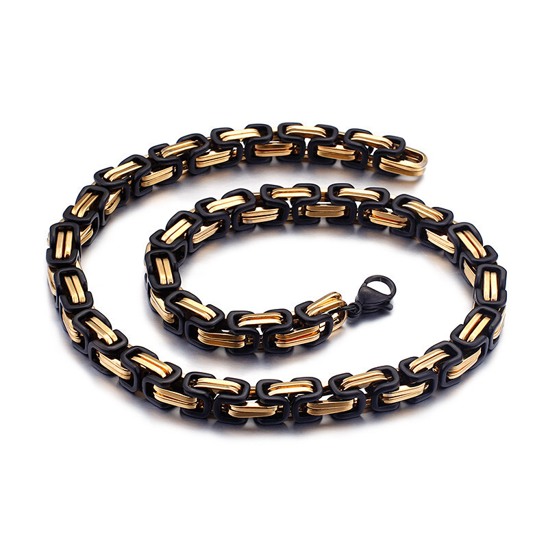Pure Stainless Steel Solid Byzantine Chain Necklace For Mens Heavy 8mm 24”