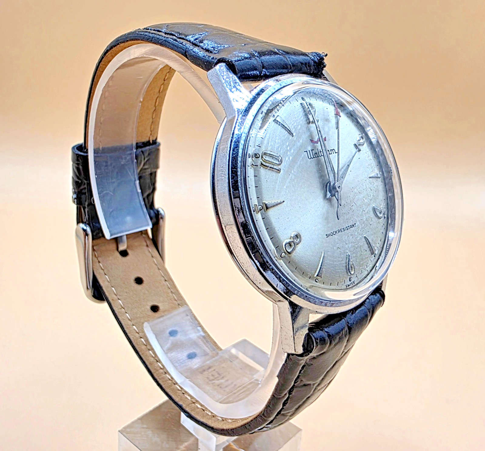 WALTHAM Rare Vintage 33mm Mechanical Swiss Watch7 Jewel S/S Second Hand Men’s
