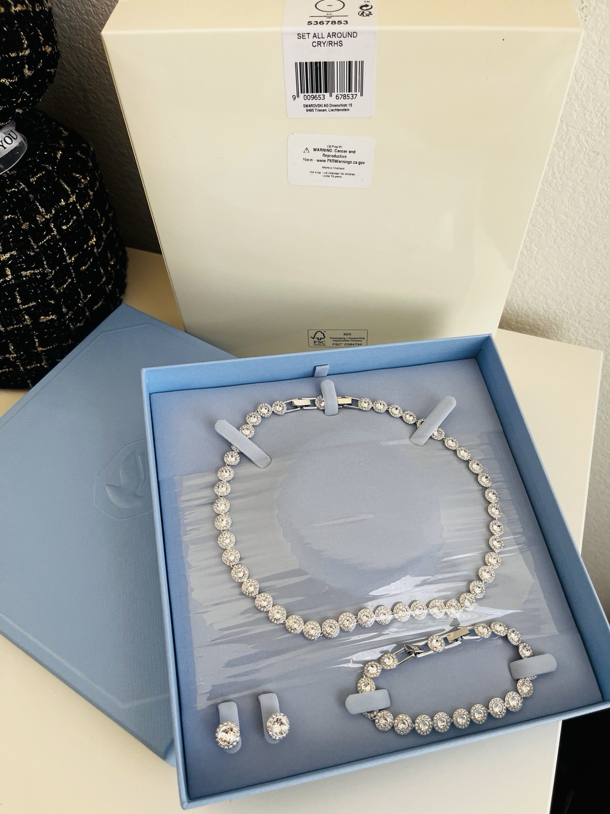 NWT SWAROVSKI Una Angelic Necklace Bracelet Earrings Set RHS Round Cut