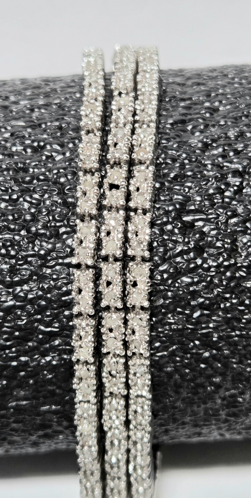 Signed FED 925 Sterling Silver 3-Row Tennis Bracelet CZ Triple Strand 7.5″