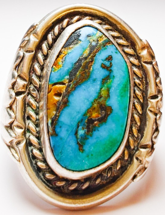 Navajo Sterling Silver Turquoise Ring Size 10.5 • LARGE 19×10.6mm Stone • 17.18g