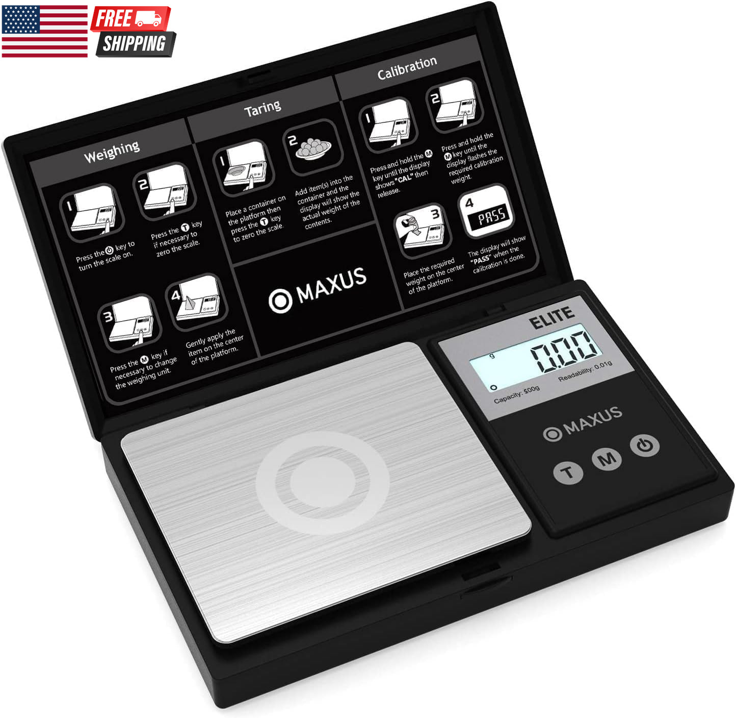 Digital Pocket Gram Scale 500G X 0.01G High Precision with Tray, Weighs Small Fo