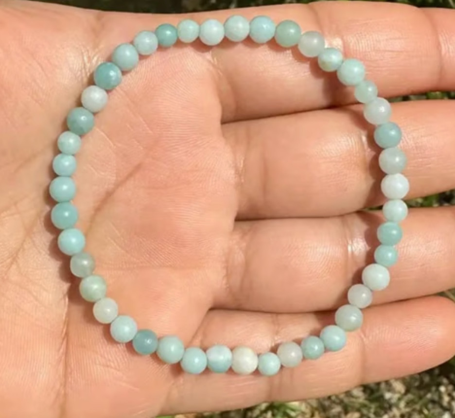 4mm Light Blue Amazonite Bracelet for Women, Amazonite Bracelet