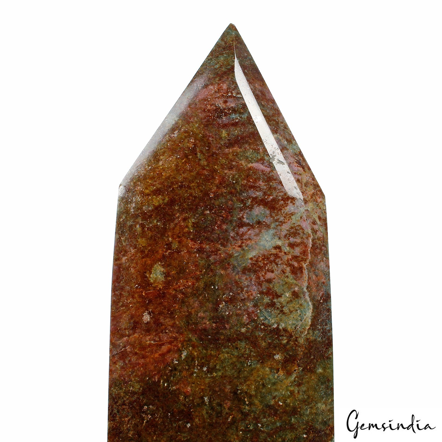 1.1 kg Ruby Zoisite Crystal Tower Point Green & Red Polished Gemstone Home Decor