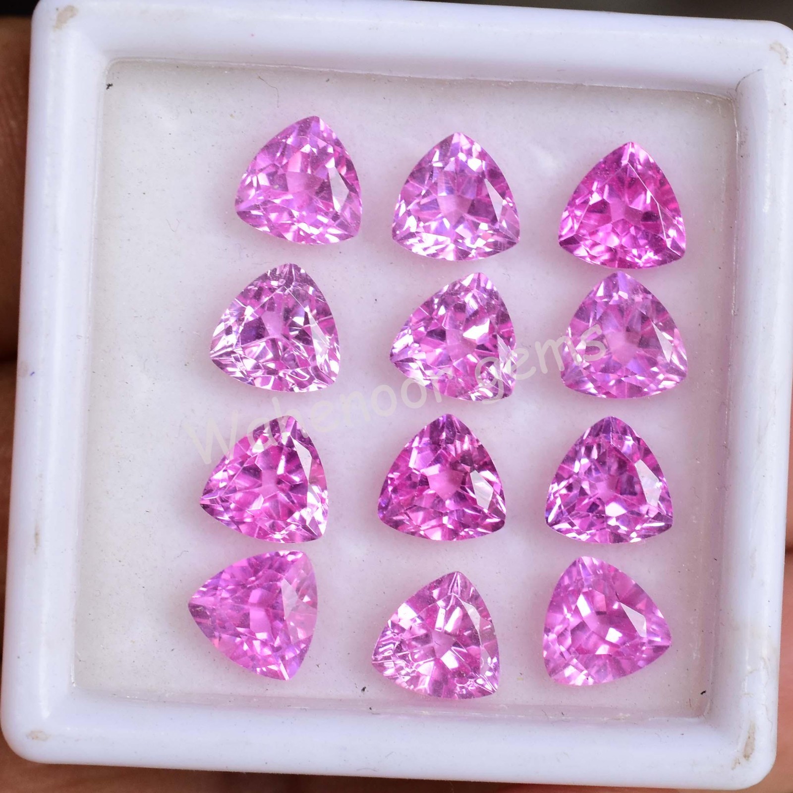 12 Pcs Natural Pink Mogok Ruby 6.90 MM Trillion Certified Loose Gemstone