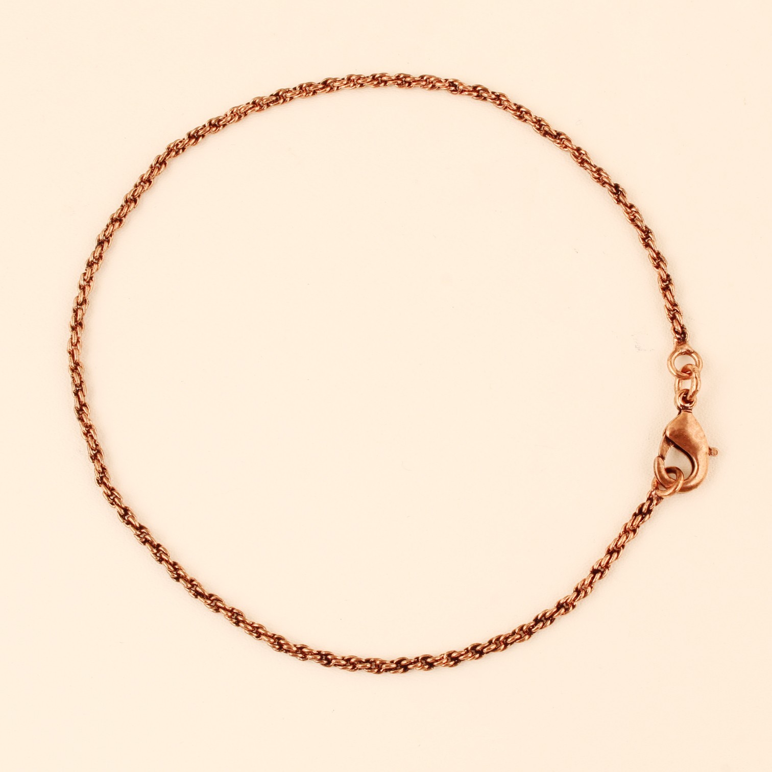 Pure Copper Wheat Chain Anklet for Women Handmade Minimalist Lobster Clasp