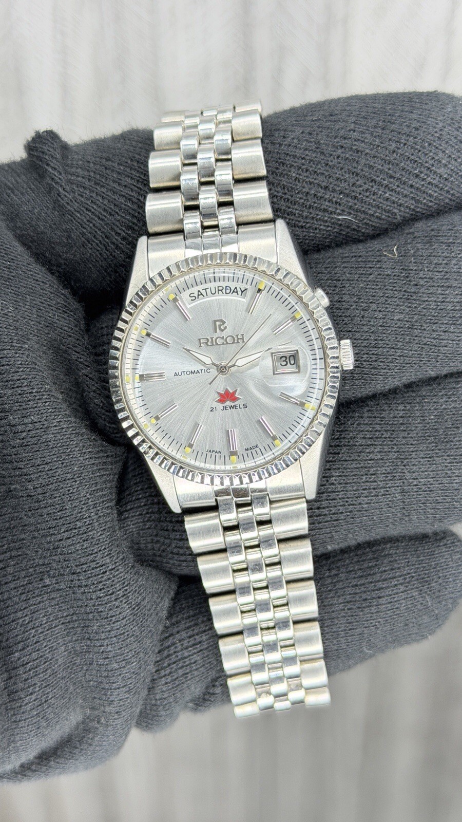 Ricoh President 061121 Automatic 21 Jewels White Dial Men’s Wristwatch Japan.