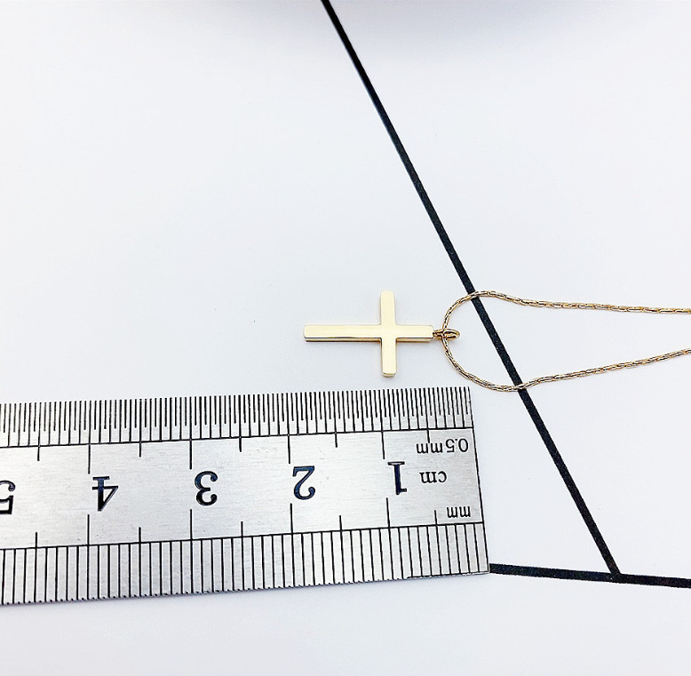 Women 14K Gold Stainless Steel Small Cross Pendant Chain Necklace Gift AG