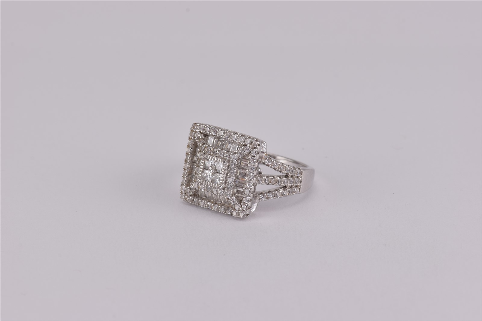 Fuzion Creation FZN Sterling Silver Cubic Zirconia Halo Band Ring 925 Sz: 8