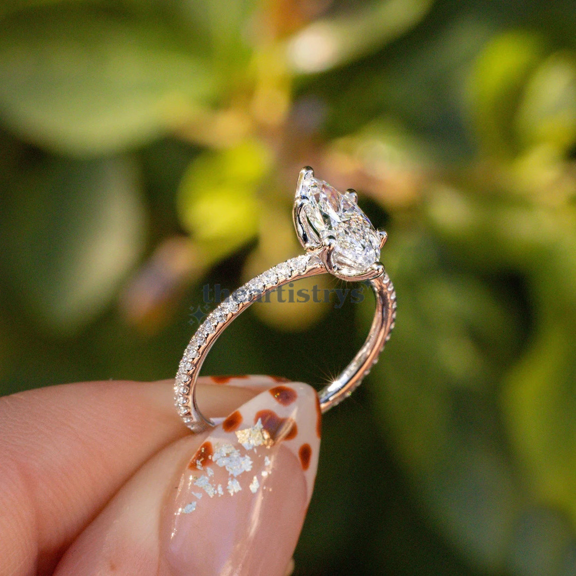 Solid 14K White Gold Solitaire Moissanite Engagement Ring Marquise Cut 1.50 CT