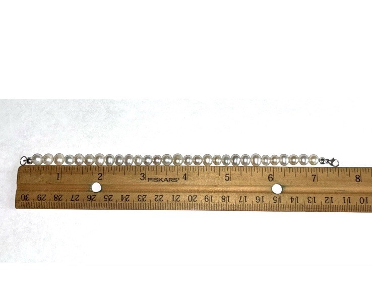 White Cream Freshwater Pearl Bracelet With 925 Sterling Silver Clasp 7.5 Inches