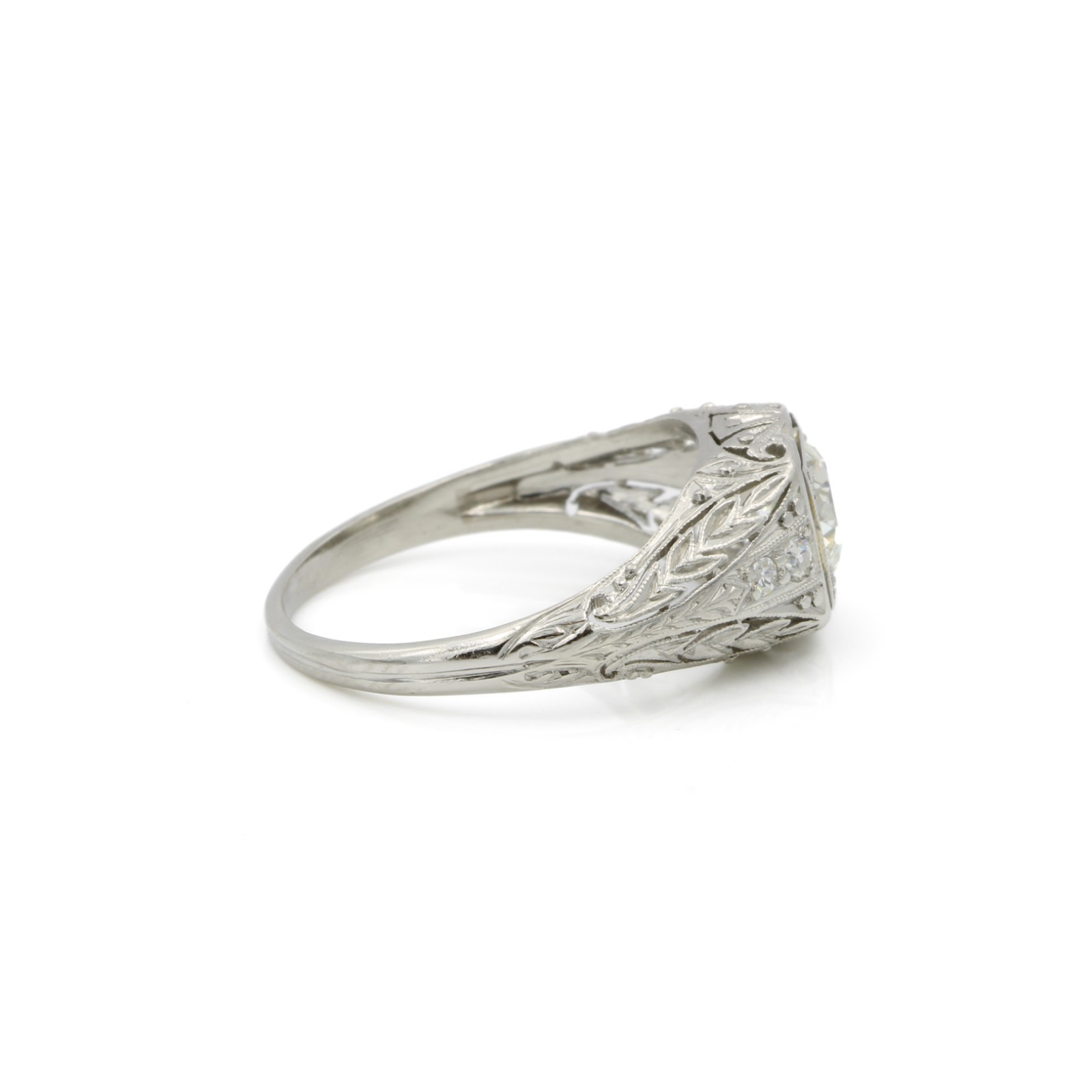 Art Deco Die Struck 950 Platinum .80ctw Diamond Sz 6.25 ring #E170399-1