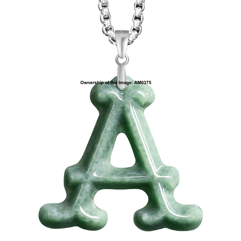 Natural Grade A Jade Jadeite Bean Green Special Letter A-Z Pendant