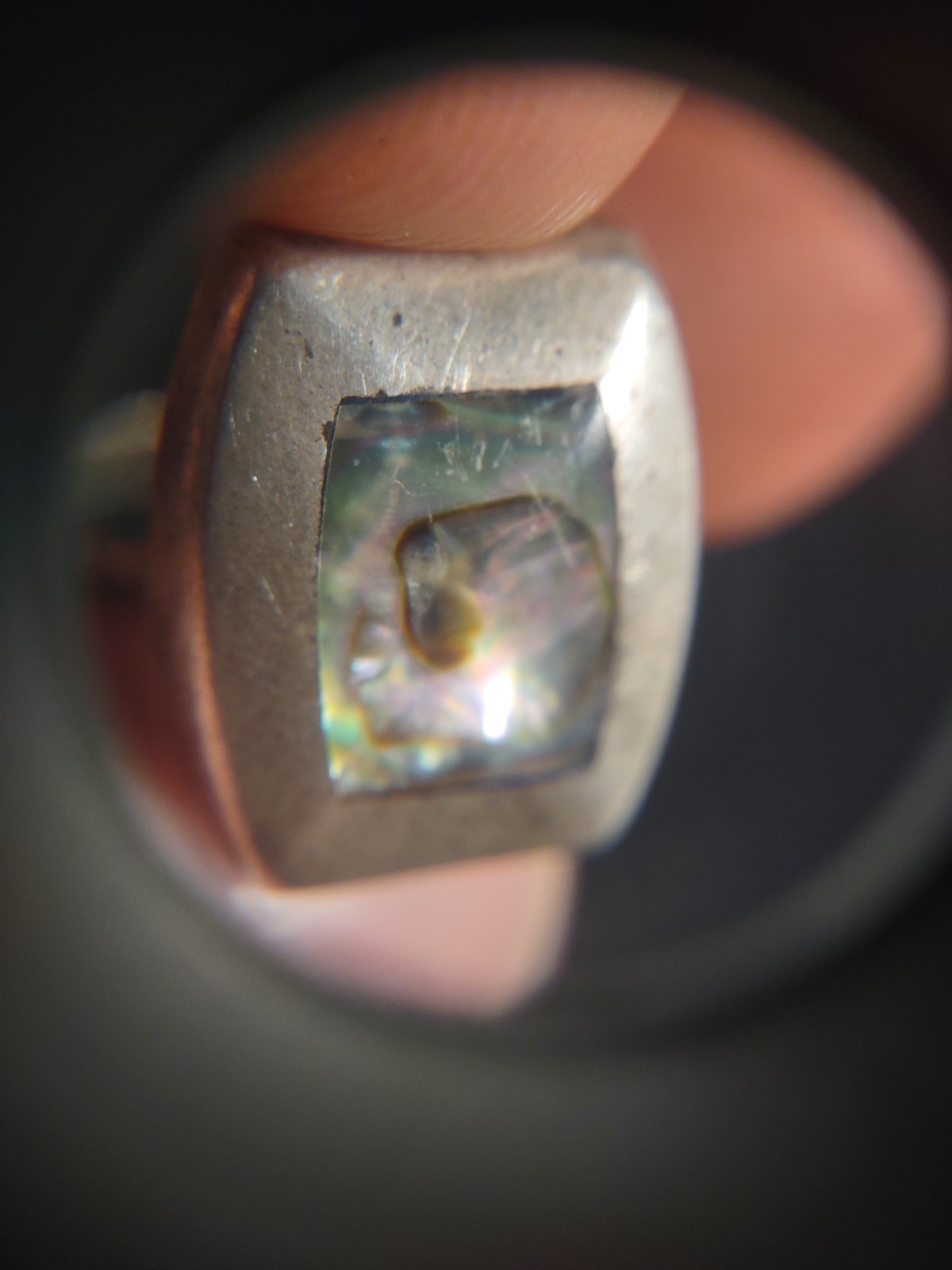 3.2 Grams Size 7.0 Sterling Silver Southwest Abalone Ring Old Pawn